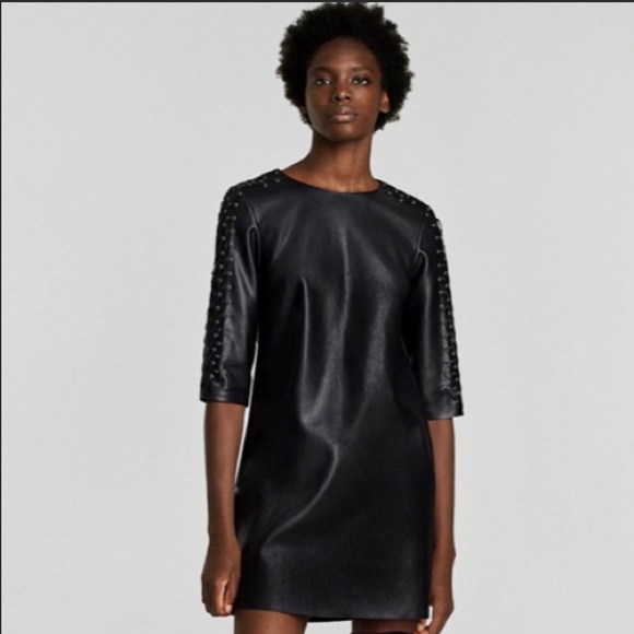 ZARA BASIC COLLECTION FAUX LEATHER DRESS - Picture 2 of 8